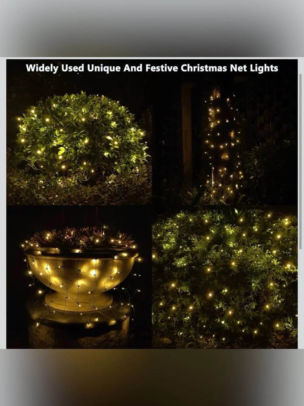 LED Christmas Net Lights Outdoor Decorations for Bushes,144LED 6ftx6ft Connectab